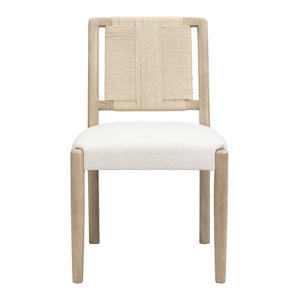 English Elm Christopher Knight Home® - Upholstered dining chair with woven rope backrest set of 2 - elegant curved weave, sturdy rubberwood frame and easy assembly Beige,Natural Ash N771P361494A