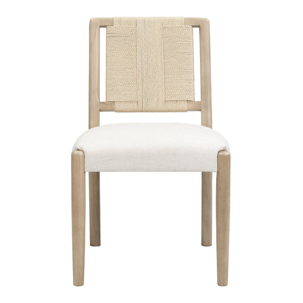 English Elm Christopher Knight Home® - Upholstered dining chair with woven rope backrest set of 2 - elegant curved weave, sturdy rubberwood frame and easy assembly Beige,Natural Ash N771P361494A