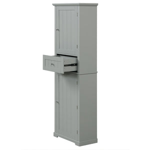 English Elm Tall Bathroom Storage Cabinet - Stylish Freestanding Organizer With Drawer & Adjustable Shelf In Grey N725P206890E-GIGA