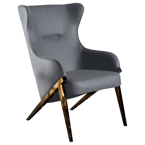 English Elm Crendon Upholstered Wingback Accent Chair with High Back, Curved Arms and Brushed Bronze Metal Legs Slate B062P328614