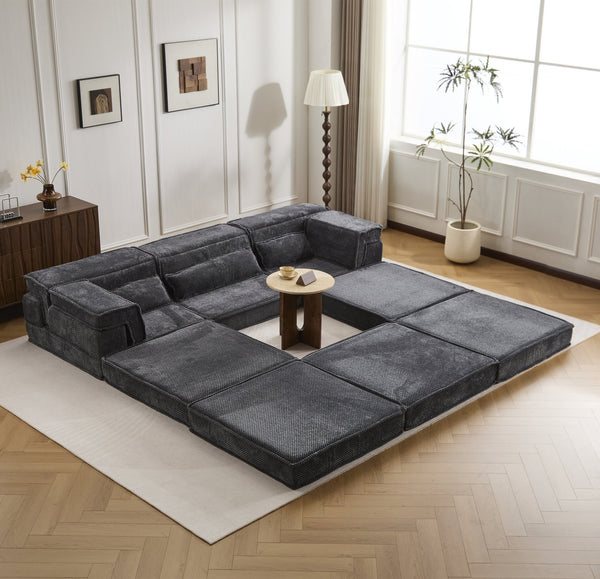 English Elm Compression Mahjong Sofa: Versatile Modular Floor Bed With Plush Fleece, No Assembly & Cozy Design W3723S00025