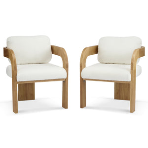English Elm Christopher Knight Home® - 2-Pack Dining Chairs with Pillow Back and Curved Arms, Foam Seat Comfort, Sturdy Rubber Wood Frame White+Natural N779P298399C