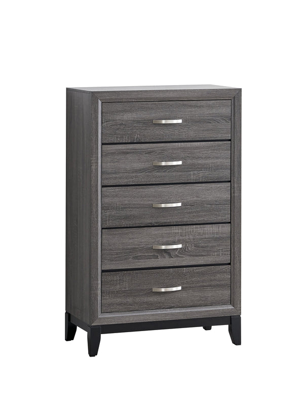 English Elm Glasgow Five-Drawer Chest with Dovetail Construction and Smooth Glides for Ample Organized Storage Gray 49 L x 34 W x 19 H B078P349539