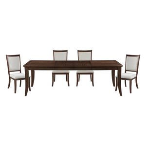 English Elm Formal Cherry Dining Set with Walnut Inlay Extends to Seat Eight in Solid Wood B011S02266