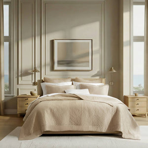 English Elm King Cotton Sateen Quilt Set Smooth Breathable Bedroom Layering Coverlet 3 Piece Linen B035P496599