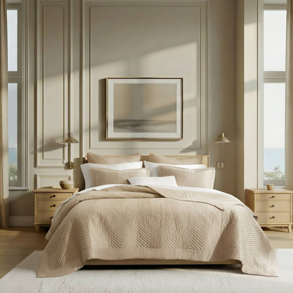 English Elm King Cotton Sateen Quilt Set Smooth Breathable Bedroom Layering Coverlet 3 Piece Linen B035P496599
