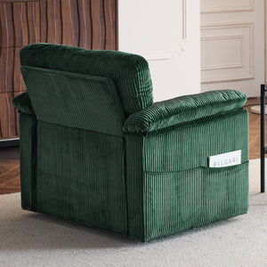 English Elm 33 Inch Oversized Swivel Corduroy Lounge Chair with Plush Chenille Cushioning and Support Springs Green W1829P265011