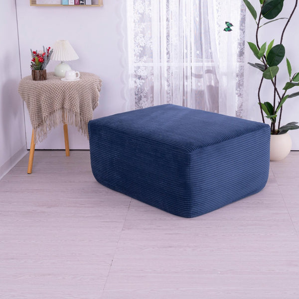 English Elm Ottoman-blue-corduroy Double Chaise Sectional Sofa with Ribbed Upholstery for Modern Living Blue W3975P440932