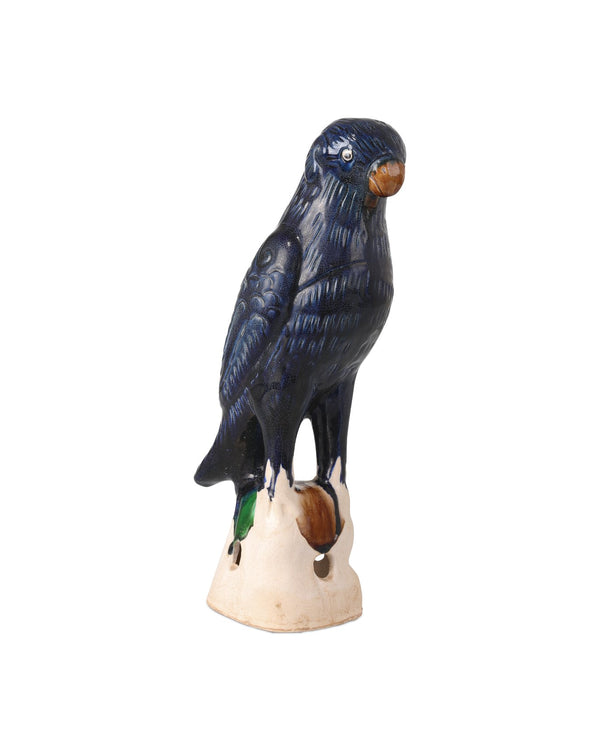 Currey & Company Tang Dynasty Parrots Set Of 2 - Antique Blue Terracotta Incense Holders With Crackle Glaze Finish Blue Terracotta 1200-0993-currey-company