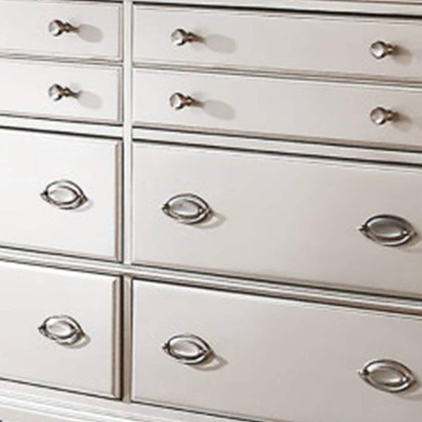 English Elm Classic Six Drawer Dresser Satin Silver Finish Antique Inspired Bedroom Storage B011P494287