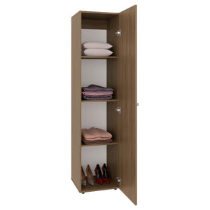 English Elm White Slim Particleboard Storage Cabinet with Four Shelves for Small Bedroom or Hallway B062P483768
