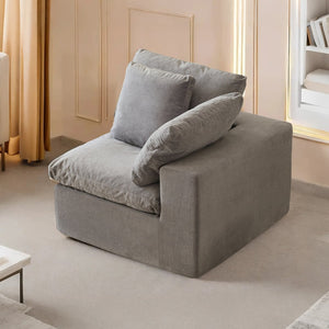 English Elm H-022-left Armrest Sherpa Sectional Module Plush Modular Piece for Cozy Living Rooms W3622P346266
