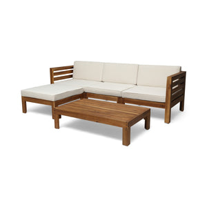 English Elm Cambridge Acacia Wood Outdoor L Shaped Sectional Sofa Set with Teak Finish Patio 63705.00BGE