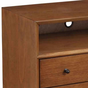 English Elm 2 Drawer Solid Wood Nightstand with Open Shelf and Splayed Legs for Modern Bedrooms B056P416796