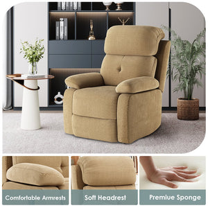 English Elm Small Recliner Chair with Padded Cushioning and Acacia Wood Frame, Easy Assembly, 330lb Capacity Camel T3623P408675