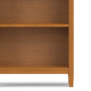 English Elm Warm Shaker 5 Shelf Bookcase Brown Pine - Handcrafted Solid Wood, Light Golden Finish, Adjustable Shelves B136P238605