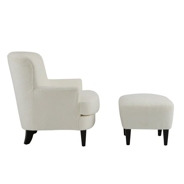 English Elm Christopher Knight Home® - Gerald Boucle Upholstered Club Chair with Tapered Birch Legs, Tonal Piping and Cozy Texture Black,Off White 33 L x 32.75 W x 30 H N776P243523W