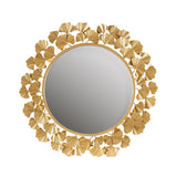 Martha Stewart Eden Transitional Gold Gingko Leaf Round Wall Mirror 30.5" MT160-0021 Gold