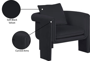 Sloan Black Velvet Accent Chair 424Black Meridian Furniture