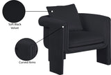 Sloan Black Velvet Accent Chair 424Black Meridian Furniture