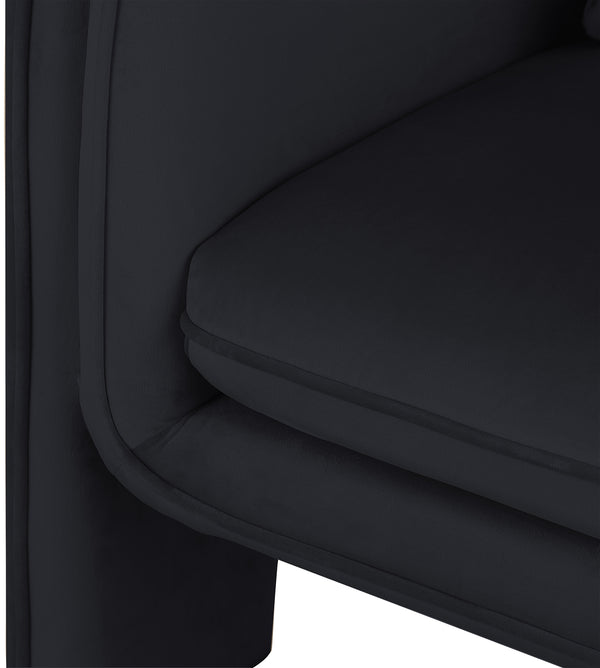 Sloan Black Velvet Accent Chair 424Black Meridian Furniture