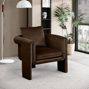 Sloan Brown Velvet Accent Chair 424Brown Meridian Furniture