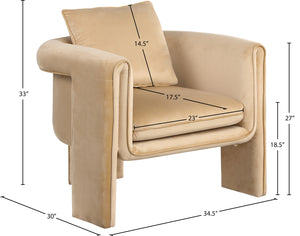 Sloan Camel Velvet Accent Chair 424Camel Meridian Furniture