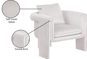 Sloan Cream Velvet Accent Chair 424Cream Meridian Furniture