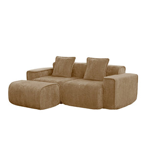 English Elm Streamlined Velvet Modular L-shape Sectional Sofa with Cloud Foam and French Piping Brown W3041S00371