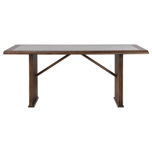English Elm Wawona Sintered Stone Top Dining Table with Reeded Rubberwood Base Seats Six B062S01669
