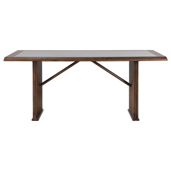 English Elm Wawona Sintered Stone Top Dining Table with Reeded Rubberwood Base Seats Six B062S01669