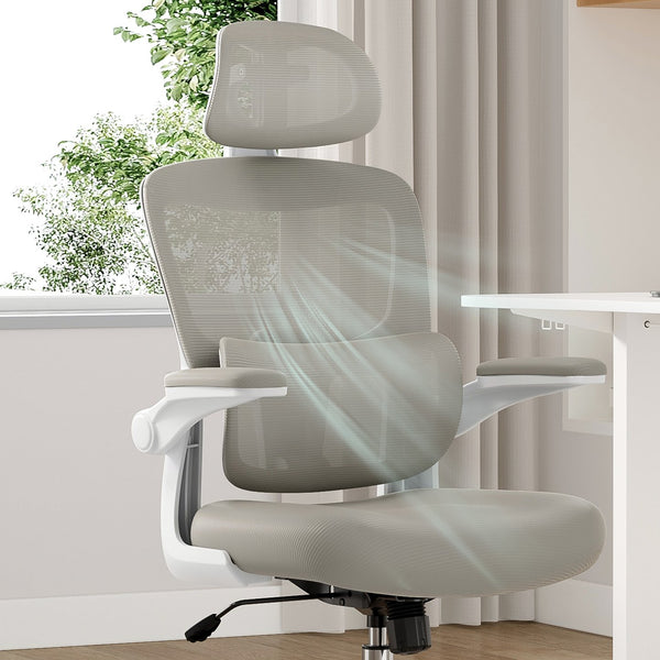 English Elm Ergonomic Office Chair With Adjustable Lumbar Support, Flip-Up Armrests & Stylish Modern Design T3623P380905