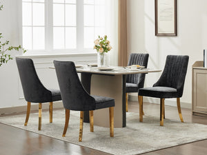 English Elm Rayon Chenille Dining Chairs Set Of 2 - Elegant Upholstered Accent Chairs With Gold-Plated Legs W1143P293315-GIGA