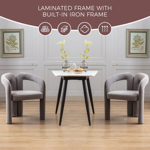 English Elm Contemporary Velvet Upholstered Dining Chair with Steel Frame, Rounded Back Comfort for Home Gray W395103726