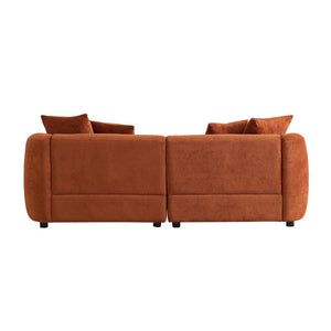 English Elm 87 Inch Curved Velvet Sofa Three Seat Architectural Living Room Conversation Piece Orange N773IS00077O