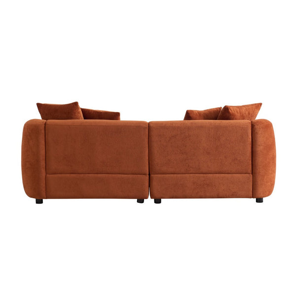 English Elm 87 Inch Curved Velvet Sofa Three Seat Architectural Living Room Conversation Piece Orange N773IS00077O