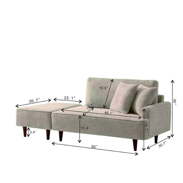 English Elm Indoor Boucle Chaise Lounge with Detachable Ottoman Convertible Daybed Bedroom Reading Nook Camel W5515P438712