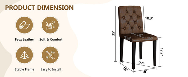 English Elm 4-pack Button-tufted Faux Suede Dining Chairs with Black Metal Legs for Modern W1151P295723