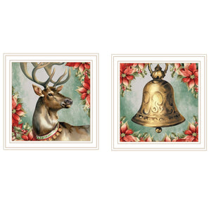 English Elm Trendy Decor 4u Old World Holiday Reindeer 2 Piece Framed Art Set for Home B067P252301