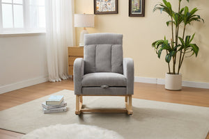 English Elm Modern Upholstered Rocking Chair With Solid Wood Legs, High Backrest, Side Pocket For Comfort & Style P1 W2725P276819-GIGA