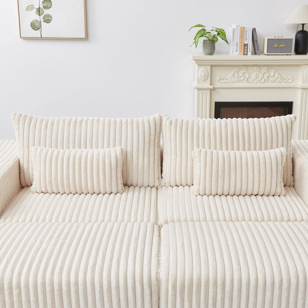 English Elm 87" Oversized Sectional Lounge Chaise - Cloud-Like Comfort, No Assembly, Plush Loveseat With Footstools W834S00331