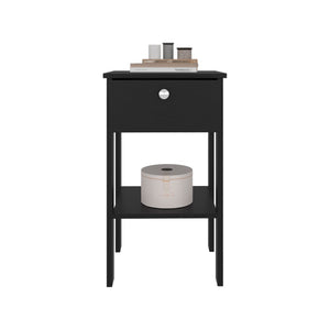 English Elm Scooba Matte Black Compact Nightstand with Drawer and Open Shelf for Modern Spaces B092P439912