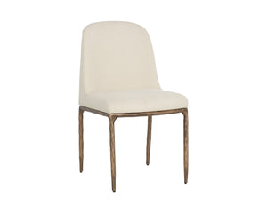 Sunpan NESTOR Dining Chair - Plush Upholstered Comfort with Artisan Hammered Details & Antique Brass Finish 112295