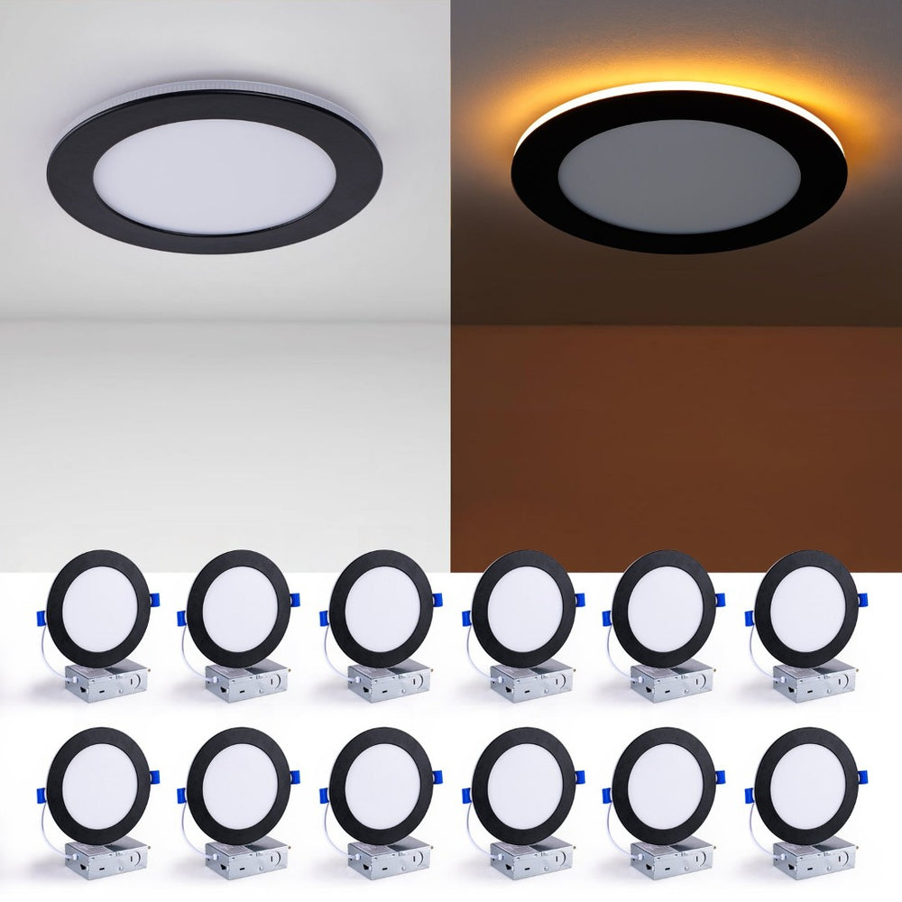English Elm 6 Pack Slim Canless Wafer Ceiling Lights Dimmable 5cct Selectable for Any Room W2312P416003