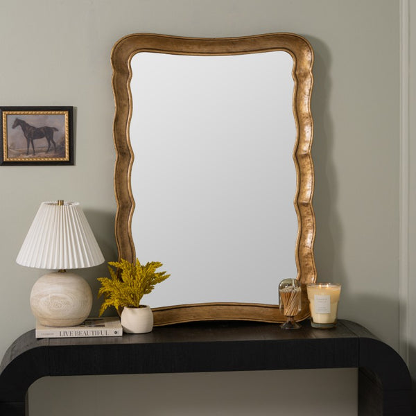 Cooper Classics Elligton Ornate Antique Gold Wall Mirror with Carved Frame for Entryway or Living Room 42517