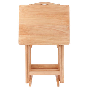 Winsome Wood Alex 5-piece Snack Table Set With Storage Rack - Stylish, Foldable, Solid Wood Tables For Easy Entertaining Natural Solid Wood 42520-winsome-wood