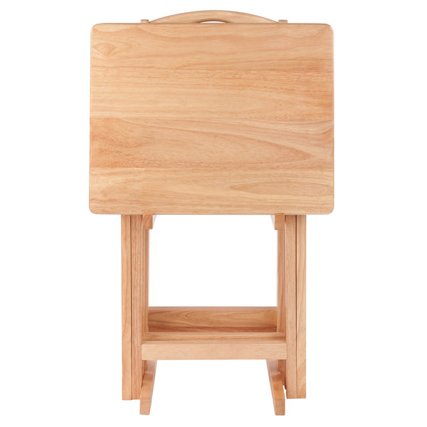 Winsome Wood Alex 5-piece Snack Table Set With Storage Rack - Stylish, Foldable, Solid Wood Tables For Easy Entertaining Natural Solid Wood 42520-winsome-wood