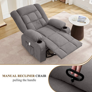 English Elm Kneading Massage Rocker Recliner with 4‑Point 3D Kneading, Heat, USB Port, Cup Holders & Swivel Comfort Grey W1521P390945