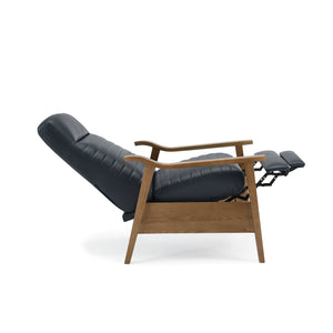 English Elm Asher Midnight Blue Wood Arm Push Back Recliner - Channel Stitched Faux Leather, 7" Foam Comfort B050P229980