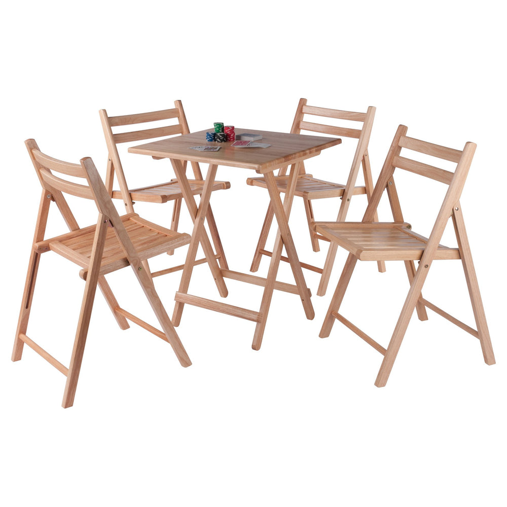 Winsome Wood Delaney 5-piece Folding Table And Chairs Set - Natural Finish, Portable, Easy Storage, No Assembly Needed Natural Solid Wood 42534-winsome-wood